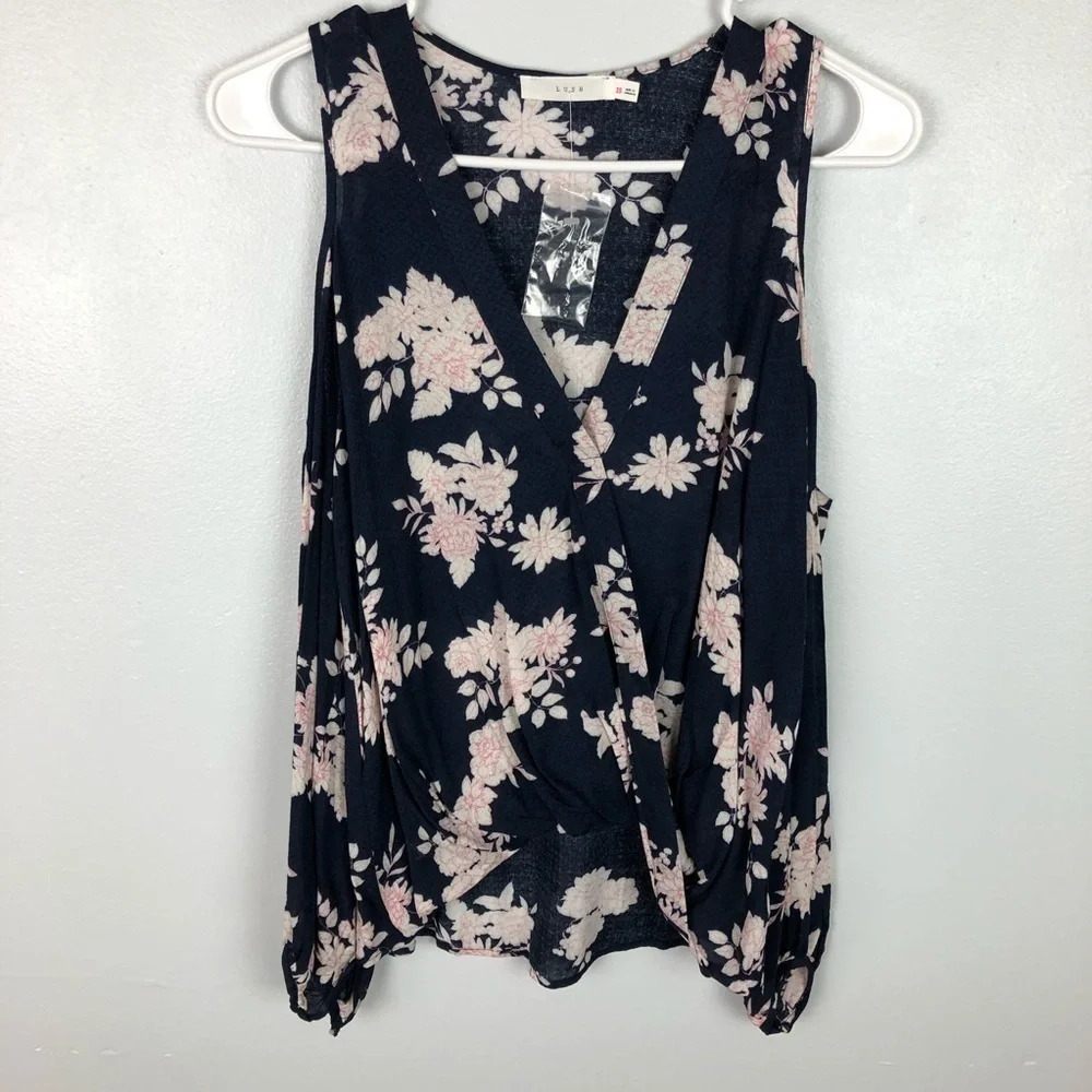 Lush Cold Shoulder Floral Print Blouse Size‎ XS